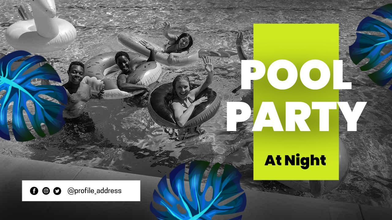 Night Pool Party Fun Celebration YouTube Thumbnail Template