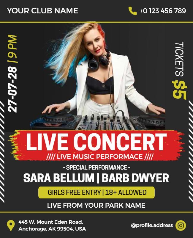 Nightclub Dj Live Music Performance Flyer Template