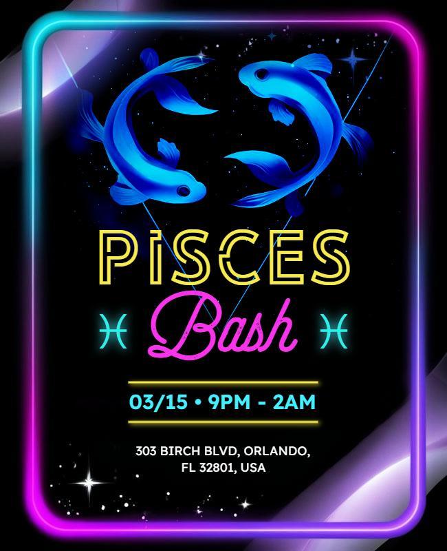 Nightclub Event Featuring Pisces Bash Flyer Template