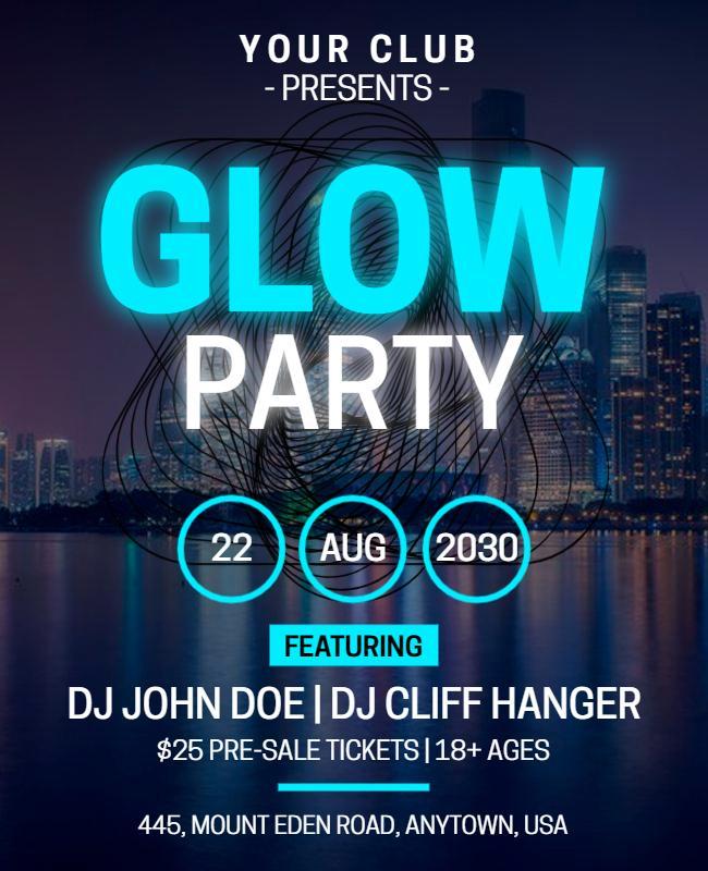 Nightclub Glow Party Event Flyer Template