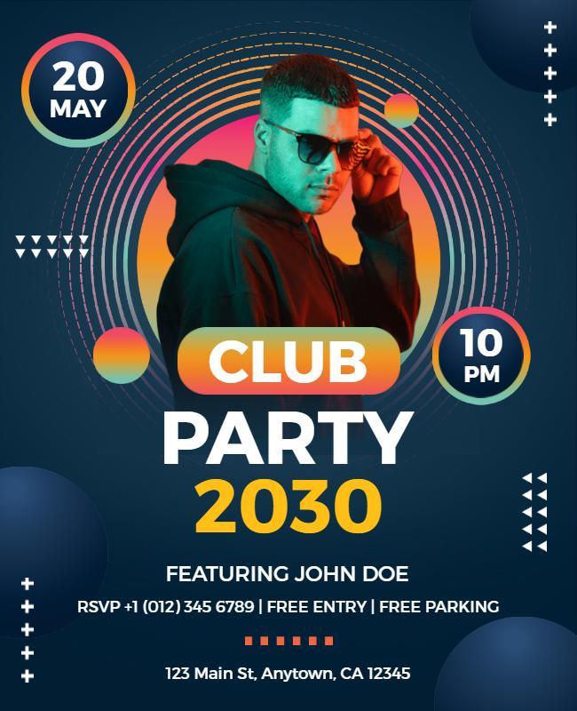 Vibrant Futuristic Club Party 2030 Flyer Template