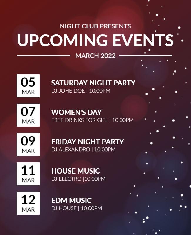 Nightclub Upcoming Events Promotional Flyer Template