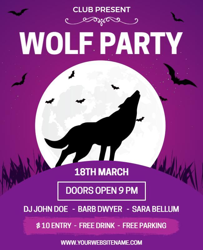 Nightclub Wolf Party Event Flyer Template