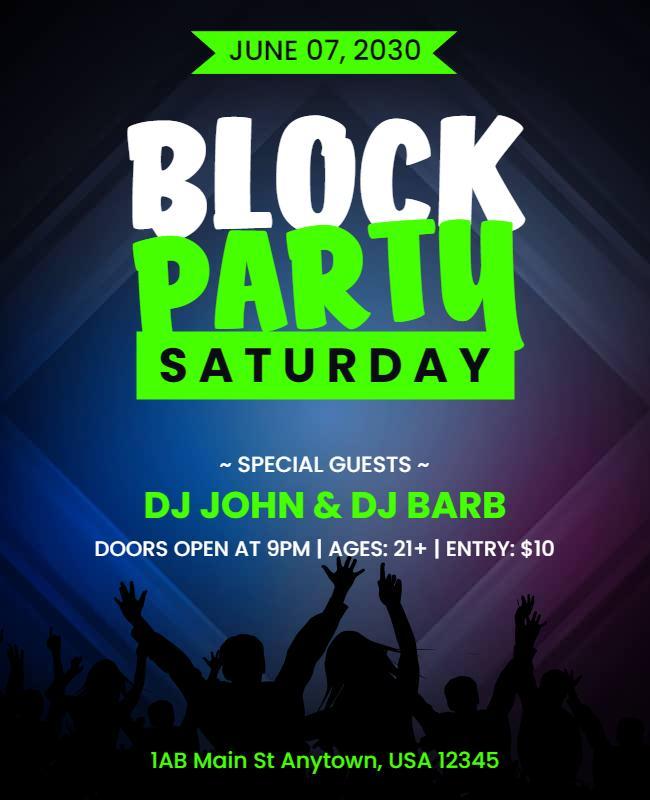 Nighttime Block Party Celebration Flyer Template