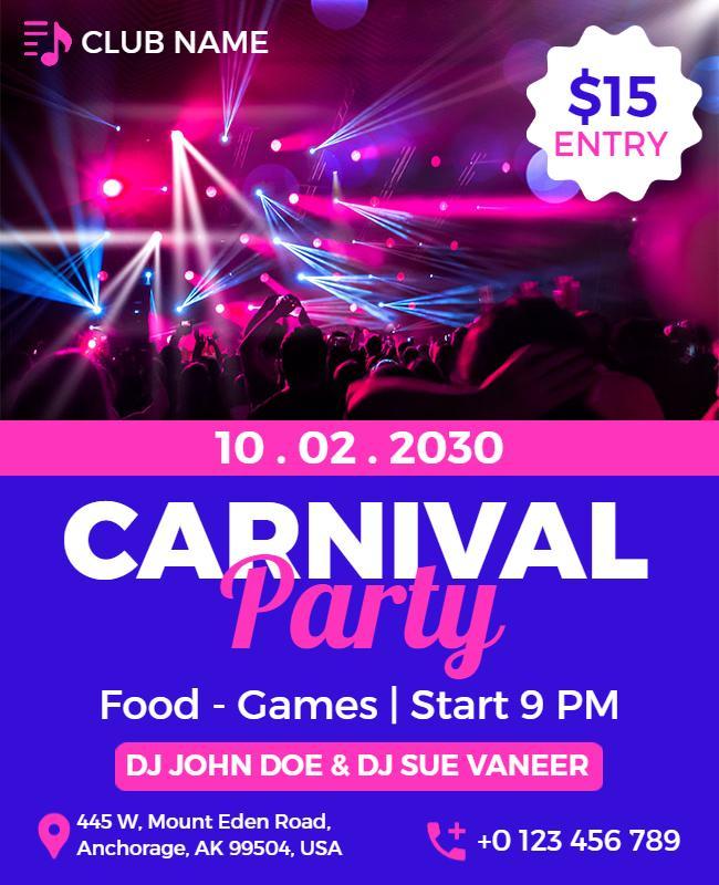 Nighttime Carnival Party Music and Games Flyer Template