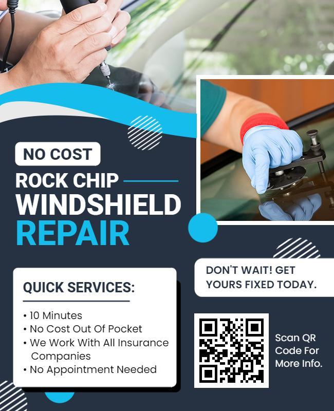 No Cost Windshield Chip Repair Service Flyer Template