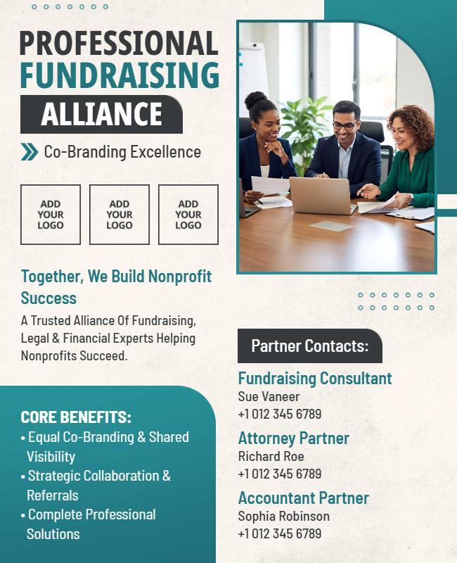 Nonprofit Fundraising Alliance Co-Branding Flyer Template