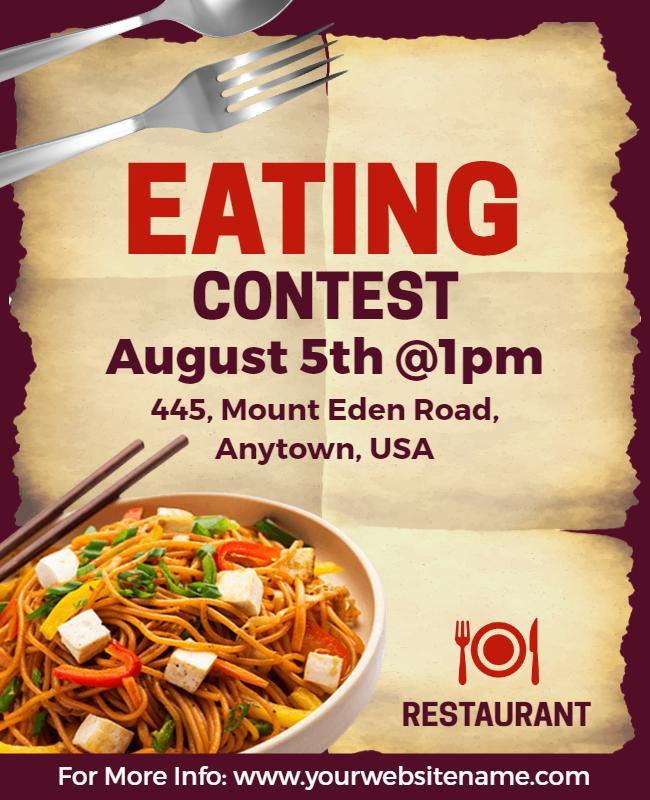 Noodle Eating Contest Restaurant Event Flyer Template