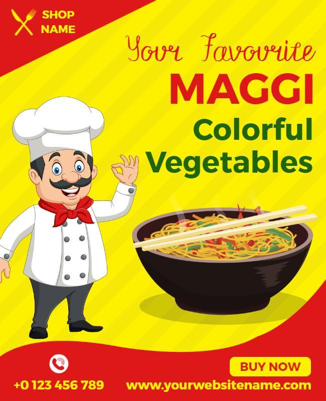 Noodle Shop Promotion with Chef Cartoon Flyer Template