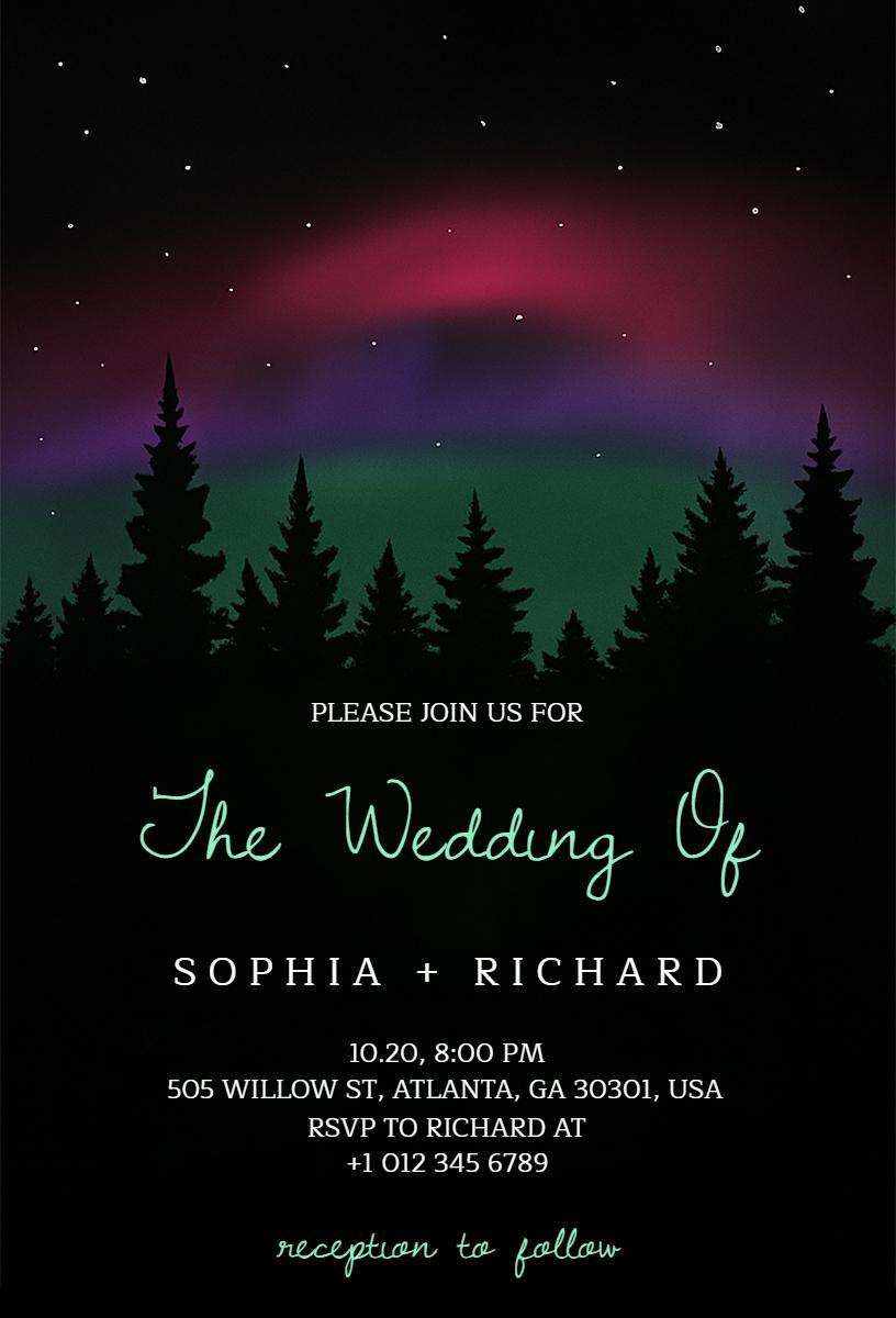 Northern Lights Elegant Wedding Celebration Invitation Template