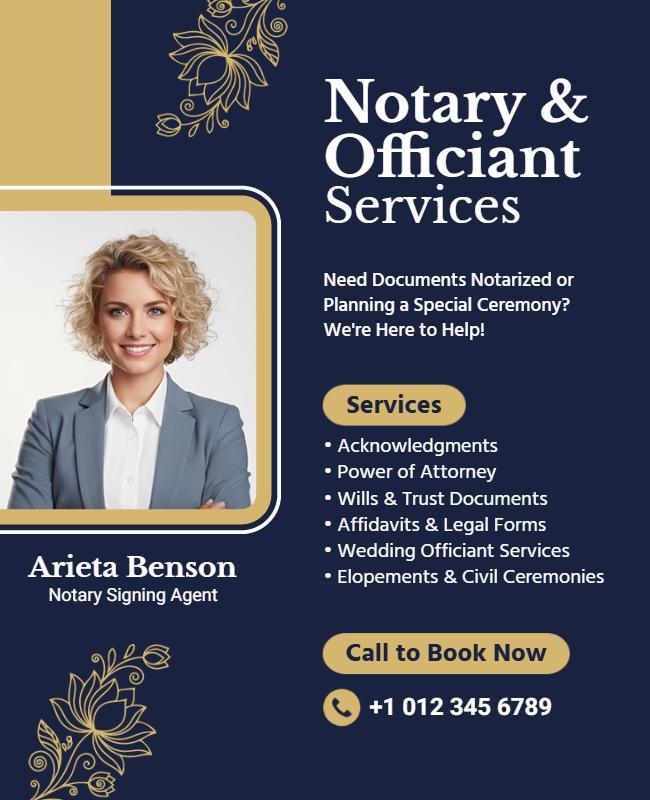 Notary and Officiant Services Promotion Flyer Template