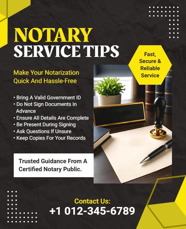 Notary Service Tips Informational Poster Template