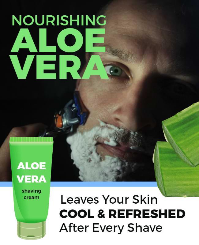Nourishing Aloe Vera Shaving Cream Cooling Effect Poster Template