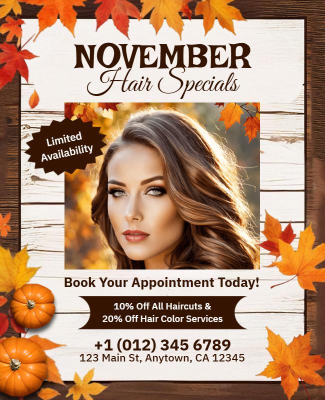 November Hair Discounts Appointment Flyer Template