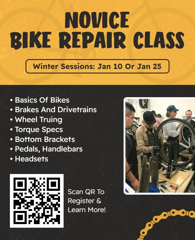 Novice Bike Repair Class Flyer Template