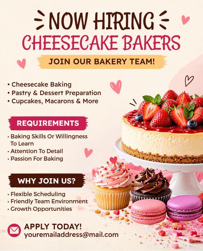 Now Hiring Cheesecake Bakers Flyer Template