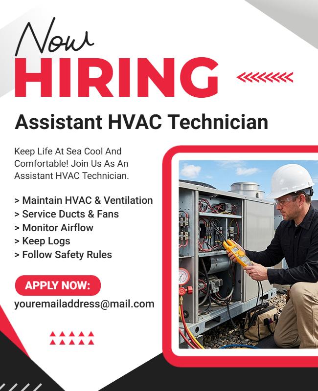 Now Hiring HVAC Technician Job Flyer Template