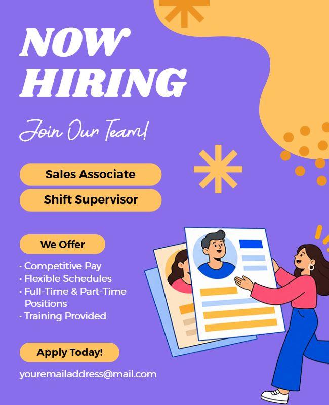 Now Hiring Jobs Available Flyer Template