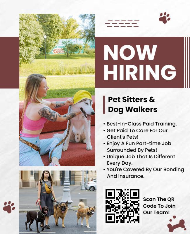 Now Hiring Pet Sitting Job Announcement Flyer Template