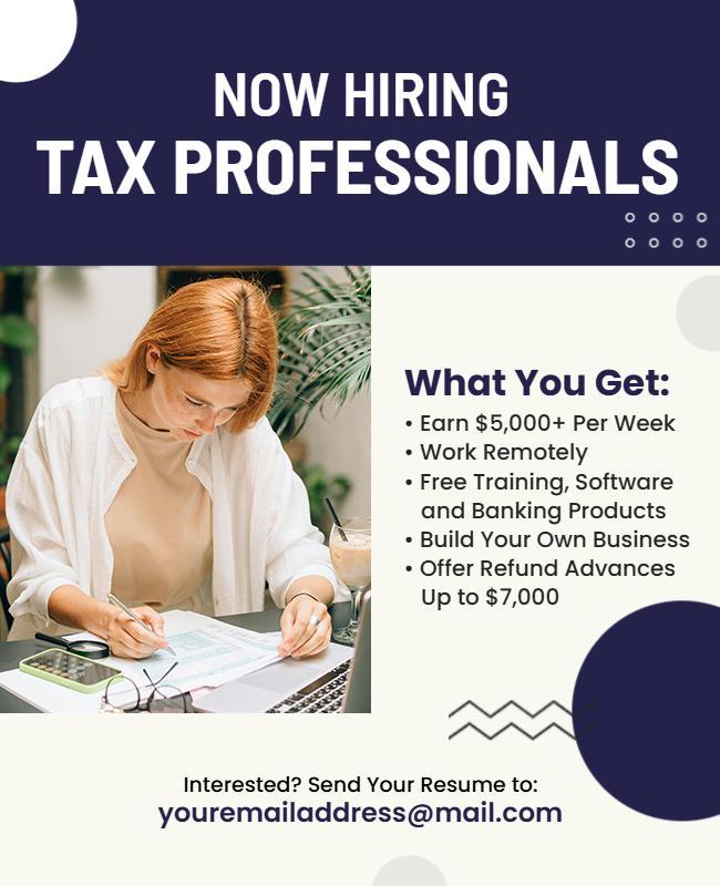 Now Hiring Tax Professional Announcement Flyer Template