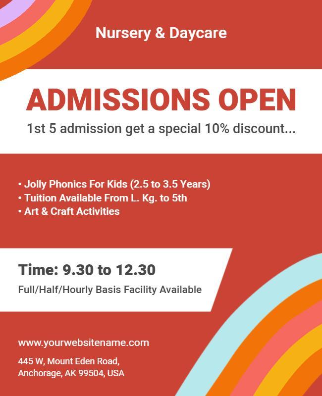 Nursery and Daycare Admissions Open Flyer Template