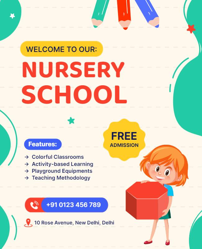 Nursery School Admission Announcement Flyer Template