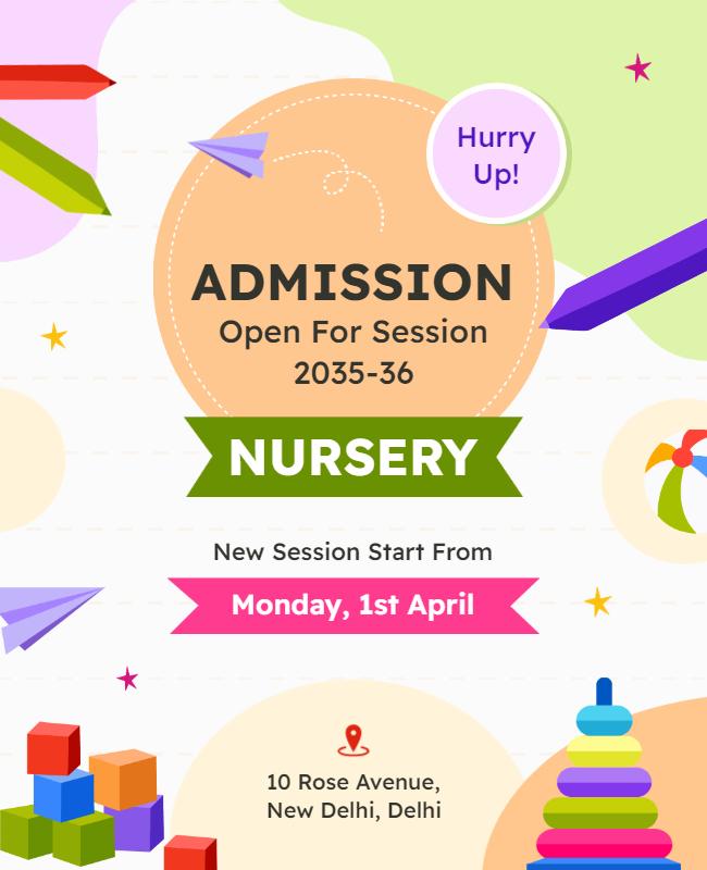 Playful Colorful Nursery Admission Open Flyer Template