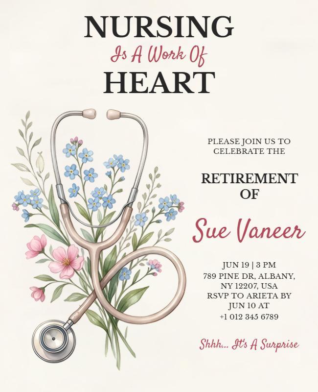 Nursing Retirement Celebration Invitation Flyer Template