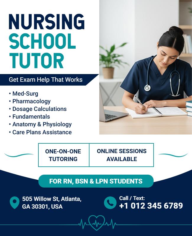 Nursing School Tutoring Services Flyer Template