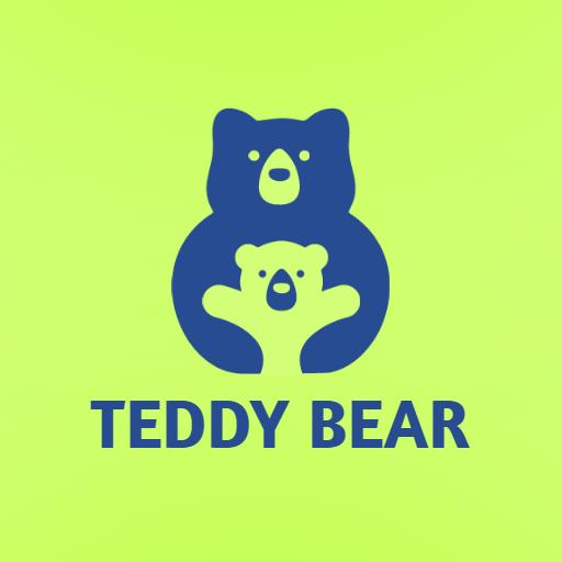 Nurturing Blue Teddy Bears Embracing on a Bright Background Logo Template