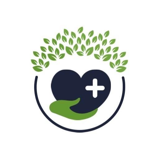 Nurturing Green Heart with Leaves Symbolizing Hospital Care Logo Template