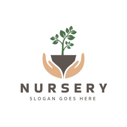 Nurturing Nature with Hands Cradling a Plant Logo Template