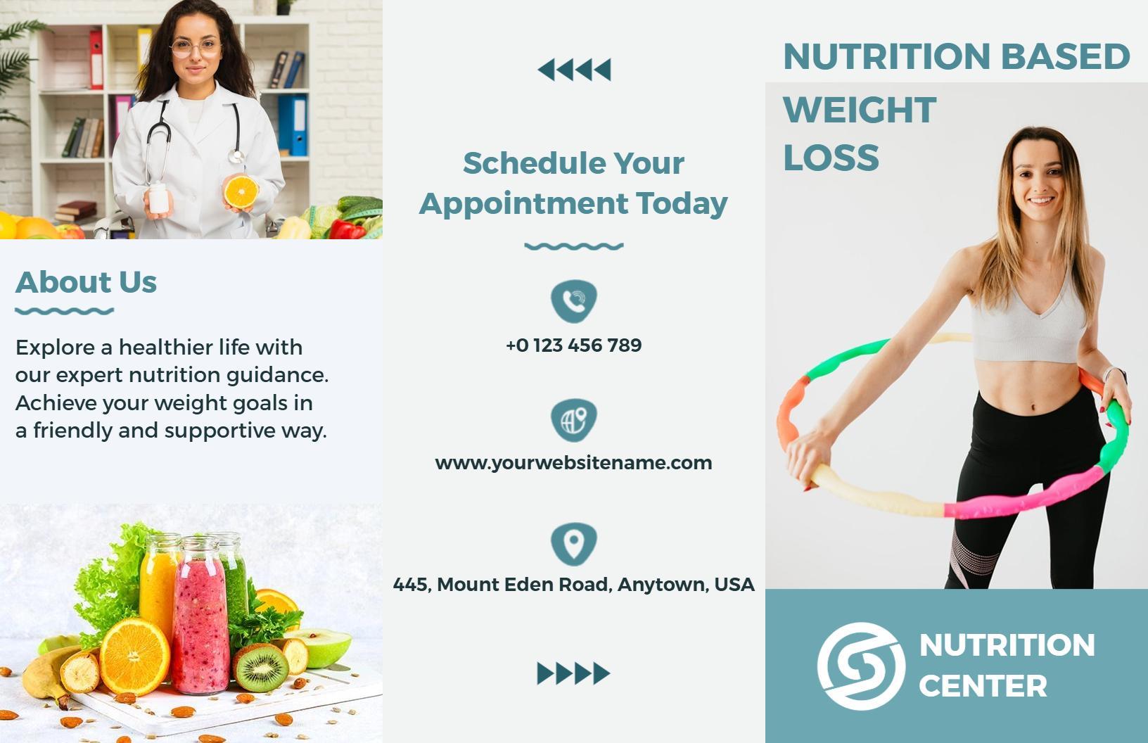 Nutrition Center Weight Loss Tips and Guidance Brochure Template