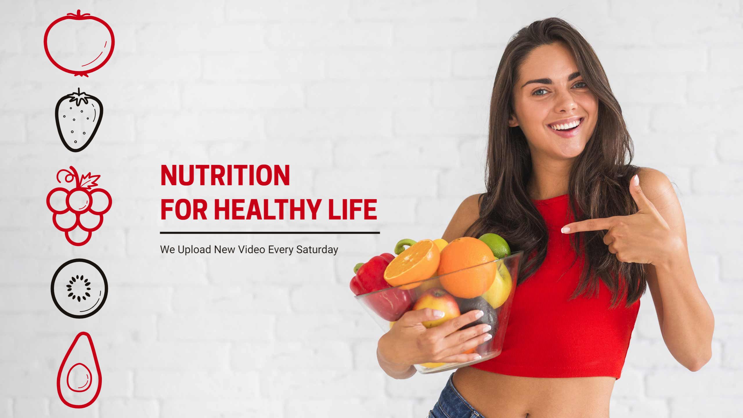 Nutrition for Healthy Life with Fresh Fruits YouTube Banner Template