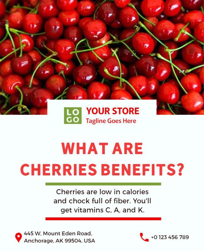 Nutritional Benefits Of Cherries Flyer Template