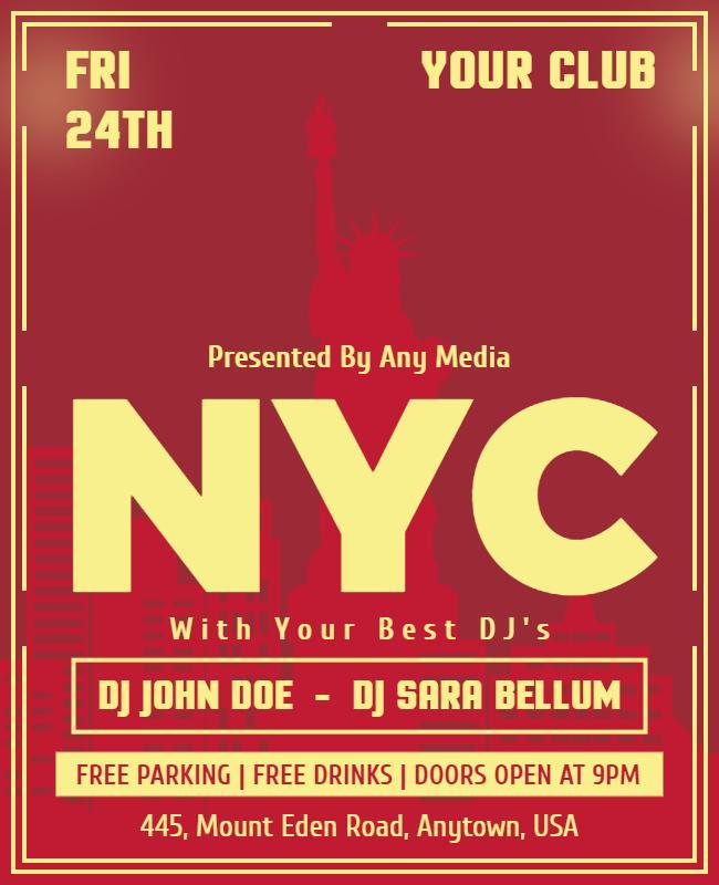 Nyc Nightclub Dj Event Invitation Flyer Template