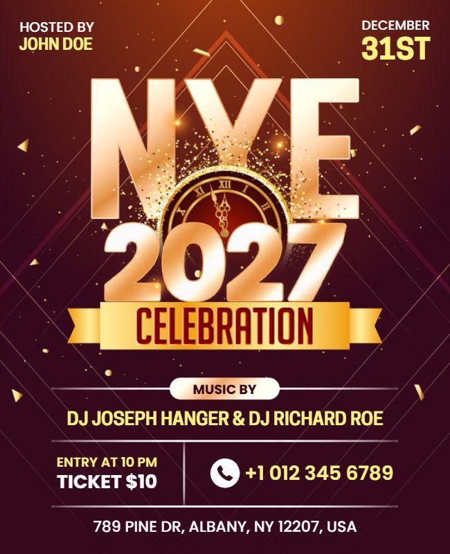 NYE 2027 Party Festive Gathering Flyer Template