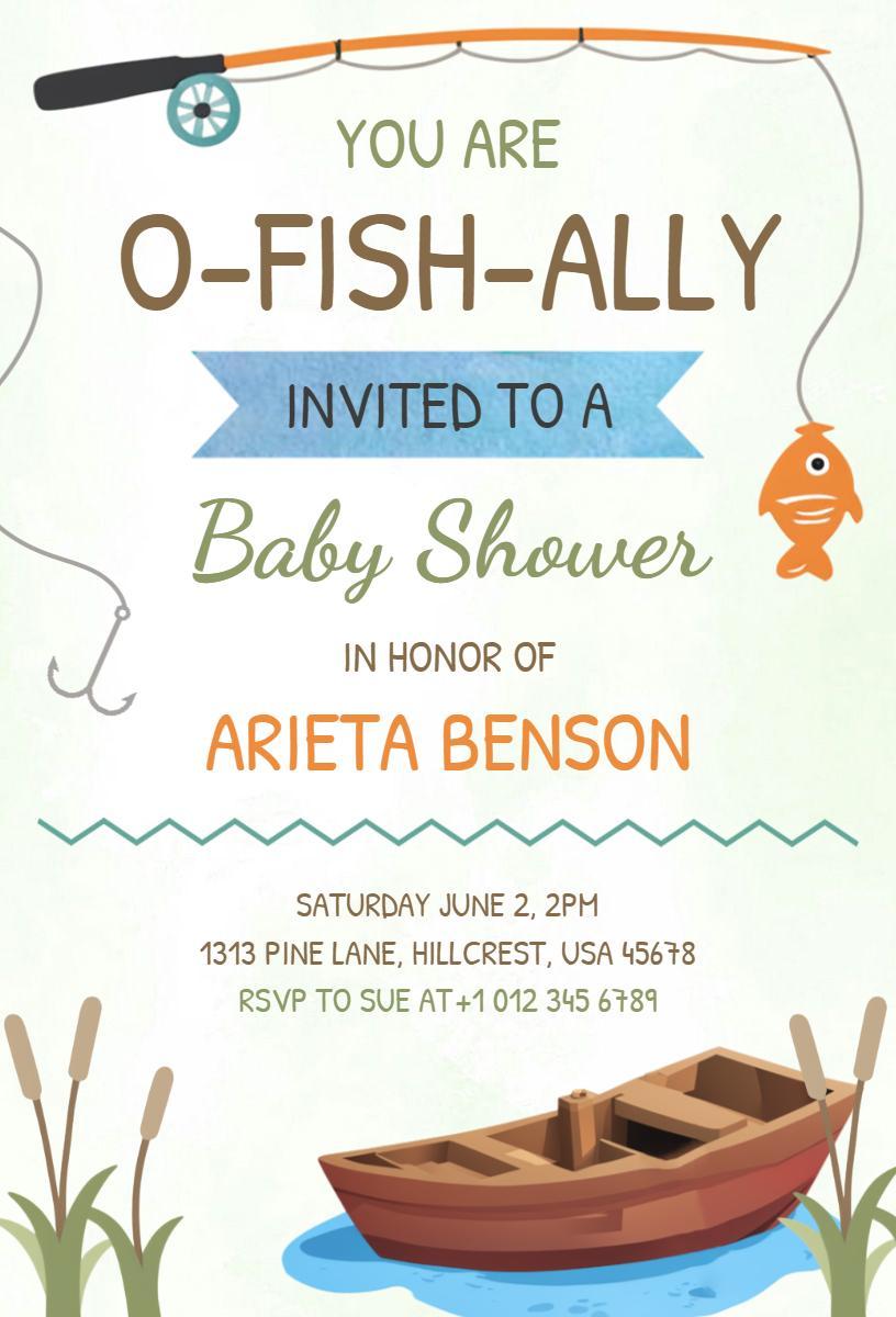 O-Fish-Ally Nautical Baby Shower Celebration Invitation Template