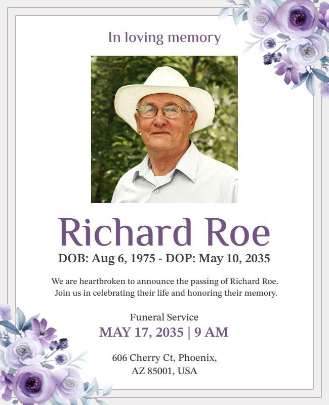 Obituary Announcement Flyer Template