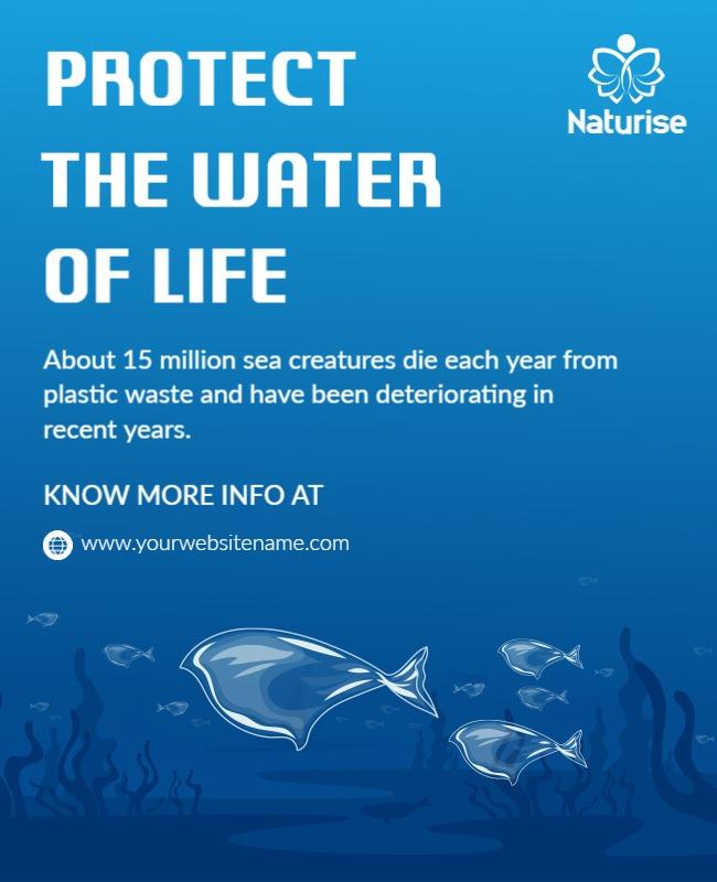 Ocean Conservation Blue Marine Life Awareness Poster Template