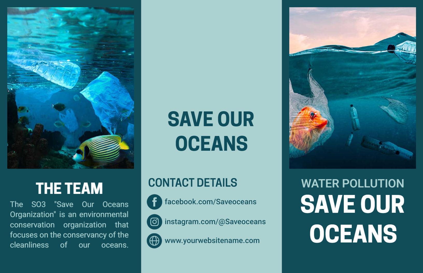 Ocean Conservation Water Pollution Awareness Brochure Template