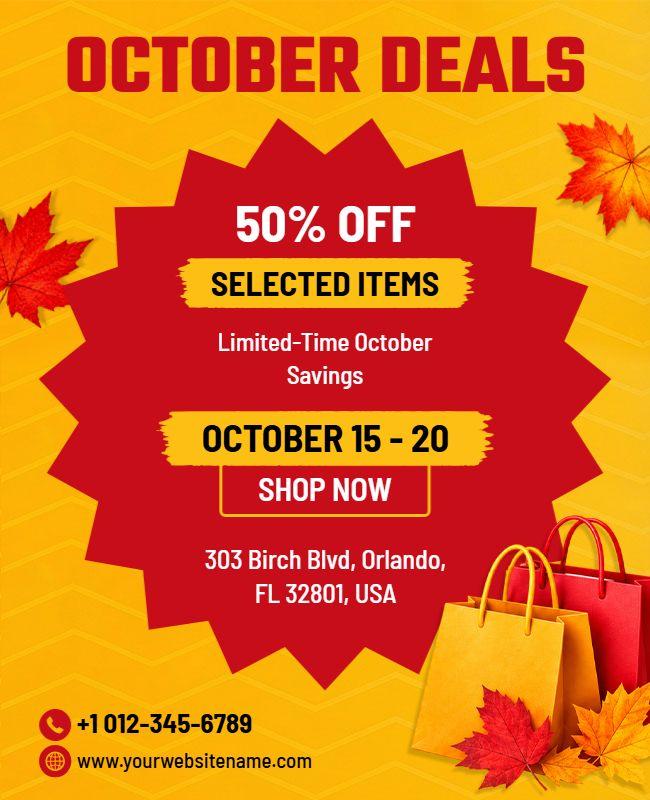 October Shopping Deals Promotion Flyer Template