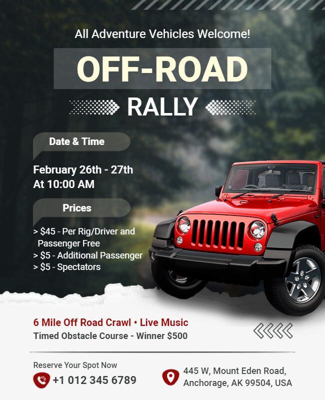 Off Road Adventure Rally Event Flyer Template