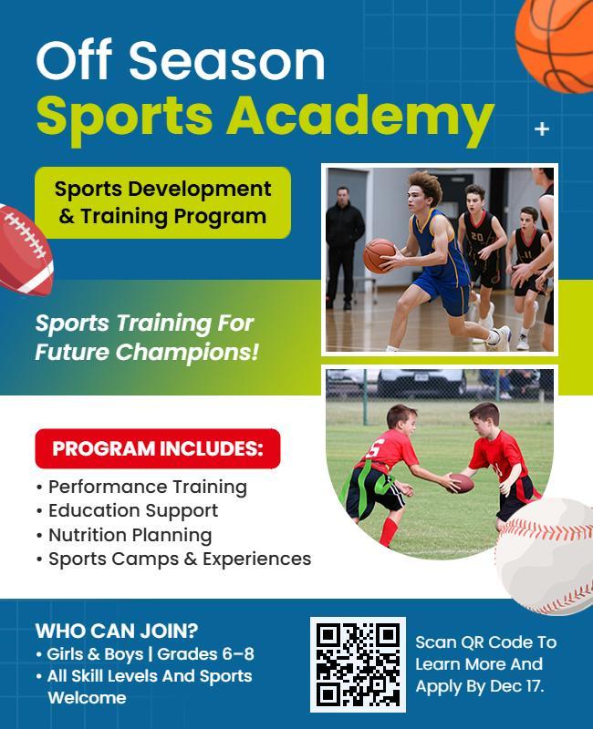 Off Season Sports Academy Training Flyer Template