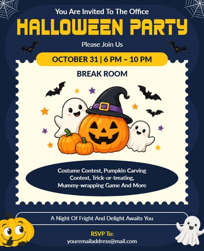 Office Halloween Party Invitation Flyer Template