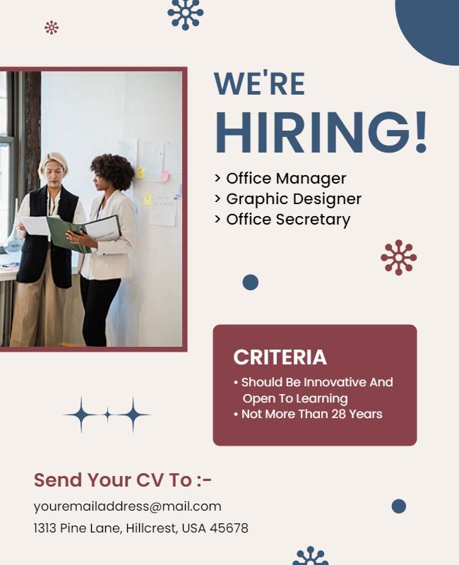 Office Hiring Job Vacancy Announcement Flyer Template