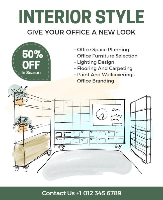 Office Interior Design Promotion Flyer Template