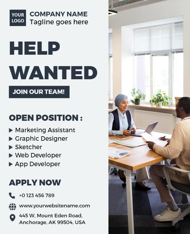 Office Job Recruitment Flyer for Open Positions Template