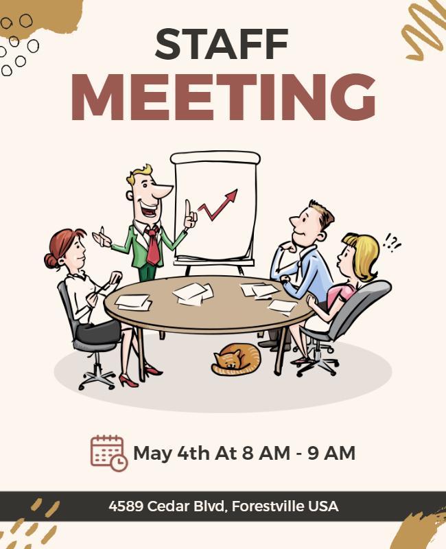 Office Staff Meeting Announcement Flyer Template