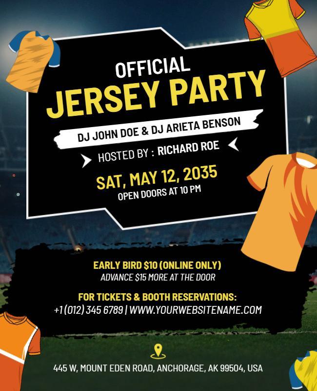 Official Sports Jersey Party Event Flyer Template